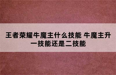 王者荣耀牛魔主什么技能 牛魔主升一技能还是二技能